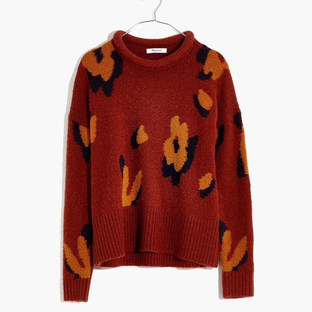 MADEWELL Leopard Intarsia Pullover Sweater SIZE S
